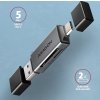 AXAGON čtečka paměťových karet microSD/SD / CRE-DAC / USB 3.2 gen1 / USB-A + USB-C / kovové tělo