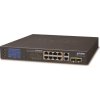 Planet FGSD-1022VHP PoE switch, 8x100, 2x1000-TP/SFP, LCD, VLAN, extend mód 10Mb do 250m, IEEE 802.3at<120W