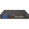 Planet GSD-1222VHP PoE switch, 8x PoE + 2x 1000Base-T + 2x SFP, LCD,VLAN, extend mód 10Mb do 250m, IEEE 802.3at 120W