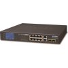 Planet GSD-1222VHP PoE switch, 8x PoE + 2x 1000Base-T + 2x SFP, LCD,VLAN, extend mód 10Mb do 250m, IEEE 802.3at 120W