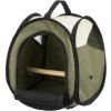 Transportní taška s bidýlkem pro ptáky tmavě  27x32x27 cm olivová