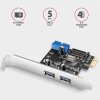 AXAGON řadič do PCIe pro 2x USB Typ-A / 2x USB interní / USB 5Gbps / PCEU-232RS / SP & LP / čip Renesas