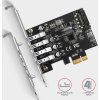 AXAGON PCEU-43RS, PCIe řadič, 4x USB 3.2 Gen 1 port, 5 Gbps, napájení z PCIe nebo SATA, SP & LP