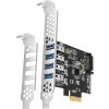 AXAGON PCEU-43RS, PCIe řadič, 4x USB 3.2 Gen 1 port, 5 Gbps, napájení z PCIe nebo SATA, SP & LP