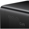 Baseus Rychlonabíječka do sítě GaN3 Pro, 2x USB-C, 2x USB + AC 100W s kabelem USB-C/USB-C černá