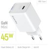 COLORWAY 1x USB-C/ síťová nabíječka/ GaN/ PD/ PPS/ 45W/ Bílá