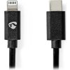 NEDIS Lightning kabel/ USB 2.0/ Apple Lightning 8pinový/ USB-C zástrčka/ kulatý/ černý/ 1m