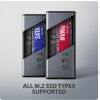 AXAGON EEM2-SD2 USB-C 10Gbps - M.2 NVMe & SATA SSD kovový DISPLAY box, bezšroubkový