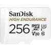 SanDisk High Endurance microSDXC 256GB / C10, U3, V30 / Full HD / 4K videos / dash cams & home monitoring / + SD Adaptér