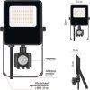 LED reflektor VISIO s pohybovým čidlem, 20 W, černý, neutrální bílá