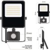LED reflektor VISIO s pohybovým čidlem, 30 W, černý, neutrální bílá