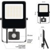 LED reflektor VISIO s pohybovým čidlem, 50 W, černý, neutrální bílá