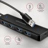 AXAGON HUE-C1A, 4x USB 5Gbps TRAVEL hub, USB-C napájecí konektor, kabel USB-A 19cm