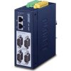 Planet MODBUS průmyslová brána RS-232/422/485 na IP, 4x COM, 100Base-TX, RTU/ACSII, -40až+75°C, 12-48VDC, IP40