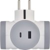 Rozbočovací zásuvka 2×, 1×USB-A+1×USB-C, bílo-šedá