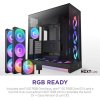 NZXT skříň H9 Flow RGB+ dvoukomorová ATX / 2x140 mm RGB fan / 1x120 RGB fan / prosklená / controller / černá