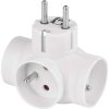 Rozbočovací zásuvka 3×, kulatá, bílá