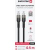 Swissten datový video kabel USB 4.0, USB-C, 240w, 8k@60hz, 40 gb/s, TB3 & TB4, 0,5 m černý