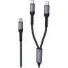 Swissten nabíjecí kabel 2v1 100w USB-C / 2x USB-C 1,5 m černý