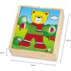 Dřevěné oblékací puzzle Viga Medvídek chlapec