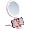 IMMAX LED kosmetické zrcátko SWEET Make up/ oboustranné/ 10x zvětšovací/ CCT/ stojánek na mobil/ růžové