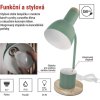 Stolní lampa POPPY na žárovku E27, zelená