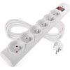 Přepěťová ochrana – 6 zásuvek, 5 m, bílá