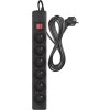 Přepěťová ochrana – 6 zásuvek, 3 m, černá