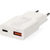 NEDIS síťová nabíječka/ 20 W/ PD 3.0/ rychlé nabíjení/ 1.5 / 2.0 / 2.22 / 3.0 A/ USB-A/ USB-C/ bílá/ kabel 1,5m