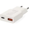 NEDIS síťová nabíječka/ 30 W/ PD 3.0/ rychlé nabíjení/ 1.5 / 2.0 / 2.22 / 3.0 A/ USB-A/ USB-C/ bílá/ kabel 1,5m