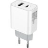 COLORWAY 1x USB a 1x USB-C/ síťová nabíječka/ 20W/ 100V-240V/ Bílá