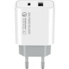 COLORWAY 1x USB a 1x USB-C/ síťová nabíječka/ 20W/ 100V-240V/ Bílá
