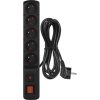 Přepěťová ochrana – 5 zásuvek, 3m, černá