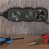 Prodlužovací kabel 5 m / 3 zásuvky / černý / PVC / 1 mm2