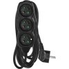 Prodlužovací kabel 5 m / 3 zásuvky / černý / PVC / 1 mm2