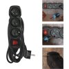 Prodlužovací kabel 5 m / 3 zásuvky / s vypínačem / černý / PVC / 1 mm2