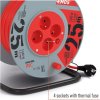 Prodlužovací kabel na bubnu 25 m / 4 zásuvky / červený / PVC / 230 V / 1,5 mm2