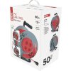 Prodlužovací kabel na bubnu, pevný střed / 50m / 4 zásuvky / červený / PVC / 230V / 1,5mm2
