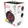 Venkovní prodlužovací kabel na bubnu 50 m / 4 zás. / černý / guma-neopren / 230V / 2,5 mm2