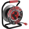 Venkovní prodlužovací kabel na bubnu 25 m / 4 zás. / černý / guma-neopren / 230V / 1,5 mm2