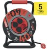 Venkovní prodlužovací kabel na bubnu 40 m / 4 zás. / černý / guma-neopren / 230V / 2,5 mm2