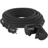 Venkovní prodlužovací kabel 10 m / 2 zásuvky / černý / guma / 230 V / 1,5 mm2