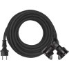 Venkovní prodlužovací kabel 15 m / 2 zásuvky / černý / guma / 230 V / 1,5 mm2