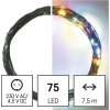 LED vánoční nano řetěz zelený, 7,5 m, venkovní i vnitřní, multicolor, časovač