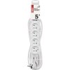 Prodlužovací kabel 5 m / 6 zásuvek / bílý / PVC / 1 mm2