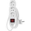 Prodlužovací kabel 1,2 m / 3 zásuvky / s vypínačem / bílý / PVC / 1 mm2
