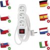 Prodlužovací kabel 1,2 m / 3 zásuvky / s vypínačem / bílý / PVC / 1 mm2