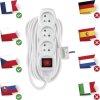 Prodlužovací kabel 10 m / 3 zásuvky / s vypínačem / bílý / PVC / 1 mm2