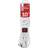 Prodlužovací kabel 10 m / 3 zásuvky / s vypínačem / bílý / PVC / 1,5 mm2