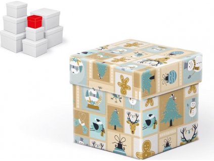 krabica darčeková vianočná C-V001-A 8x8x8cm 5370693